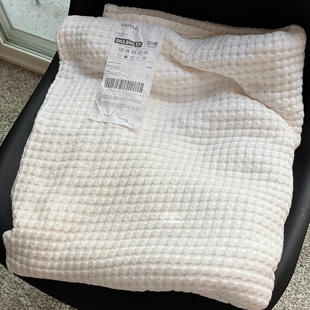 Soft White Waffle Throw Blanket